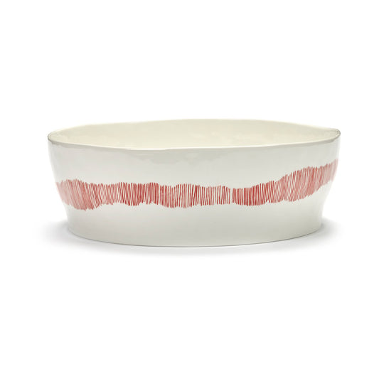 Serax Ottolenghi Feast salladsskål Ø27,5 cm White stripes-red