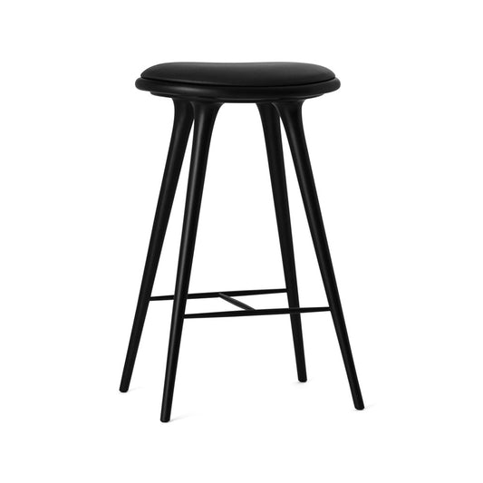 Mater High stool barpall hög 74 cm läder svart, stativ i svartbets bok