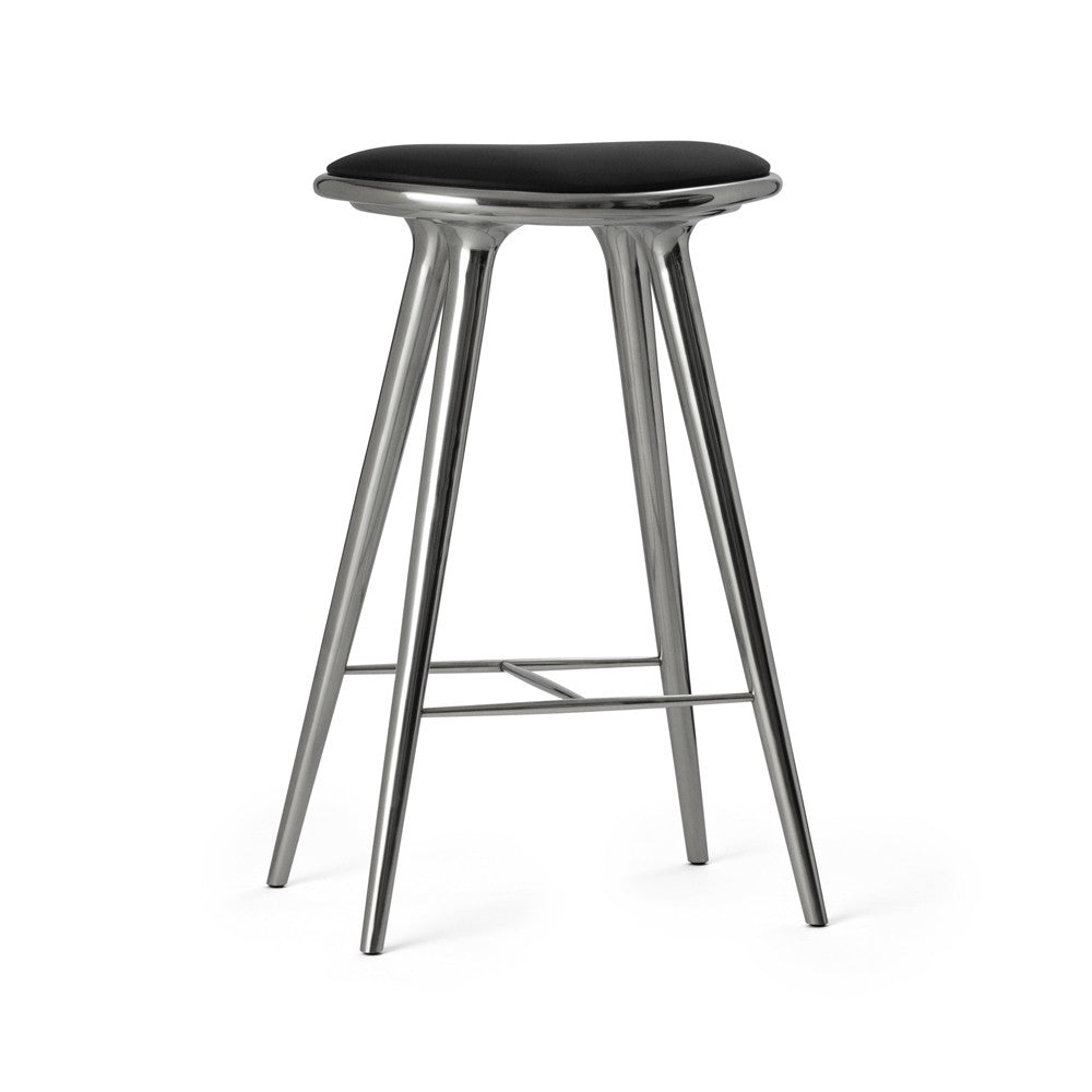 Mater High stool barpall hög 74 cm läder svart, aluminium stativ