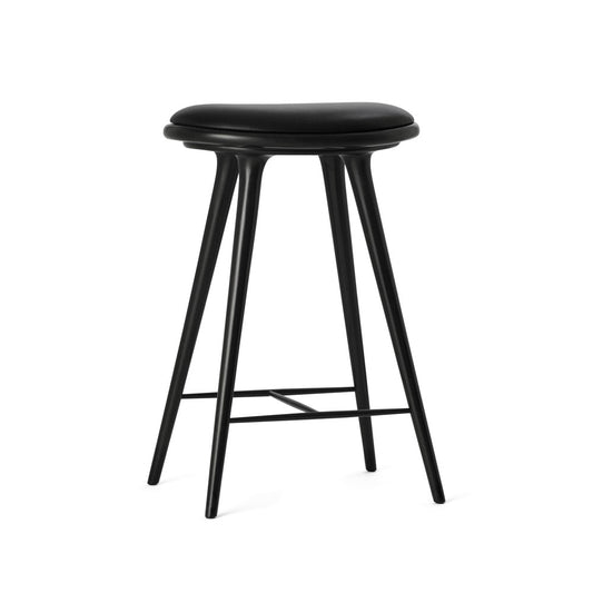 Mater High stool barpall låg 69 cm läder svart, stativ i svartbets bok