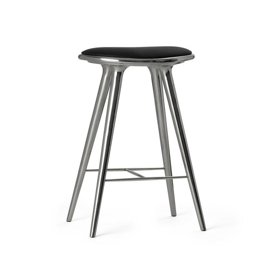 Mater High stool barpall låg 69 cm läder svart, aluminiumstativ