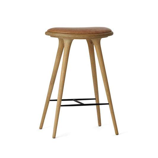 Mater High stool barpall låg 69 cm läder natur, såpat ekstativ