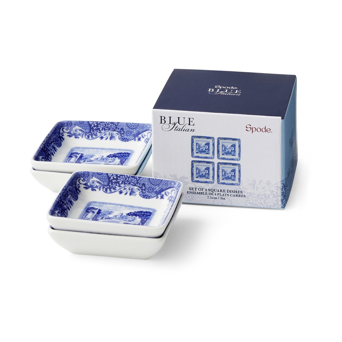 Spode Blue Italian fat 8x8 cm 4-pack Blå-vit