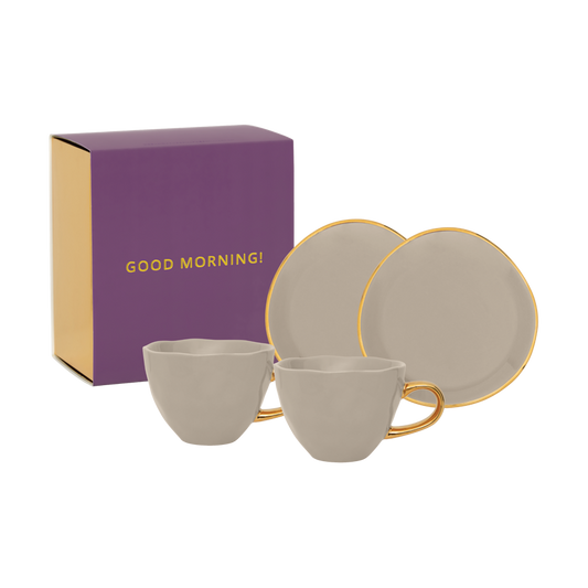 URBAN NATURE CULTURE Good Morning gåvoset Cappuccino mugg & fat 2-pack Gray morn