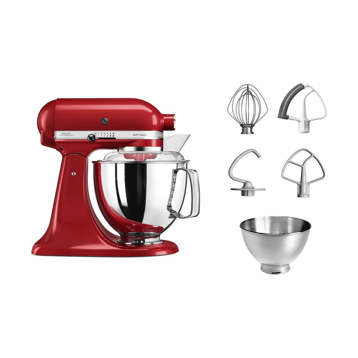 KitchenAid Artisan 5KSM175 köksmaskin med extra tillbehör 4,8 L Empire red