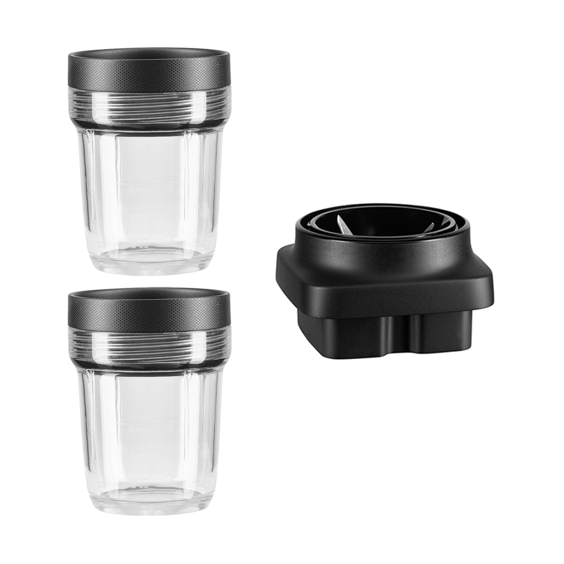 KitchenAid K400+K150 behållare med lock+kniv 200 ml 2-pack Transparent