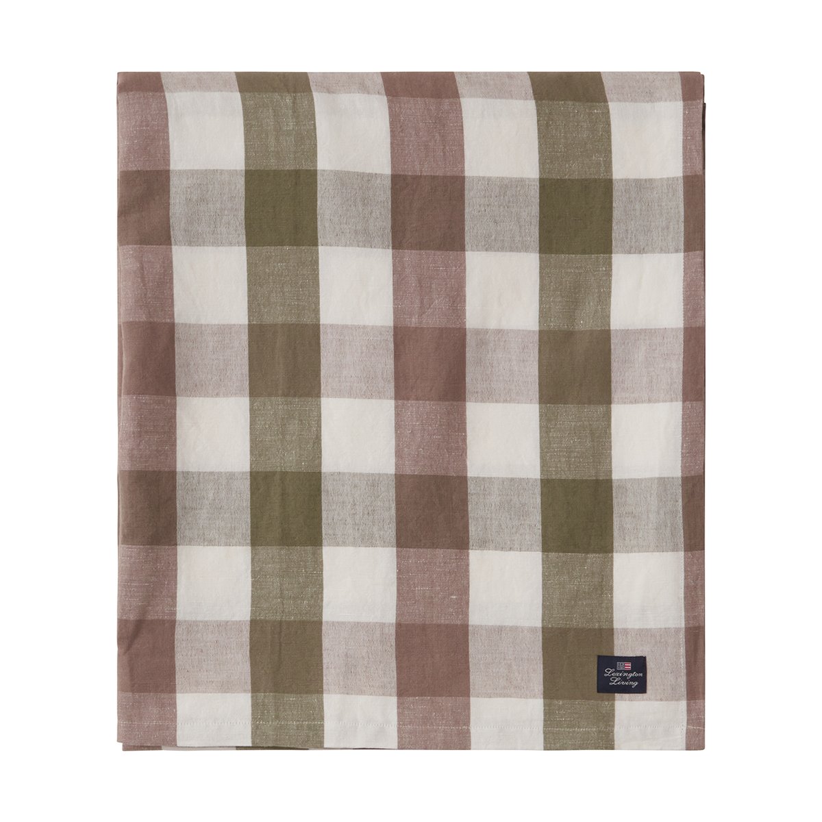 Lexington Checked Cotton Linen bordsduk 150x250 cm Olive