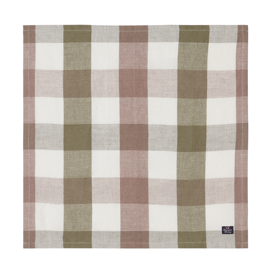 Lexington Checked Linen/Cotton tygservett 50x50 cm Olive