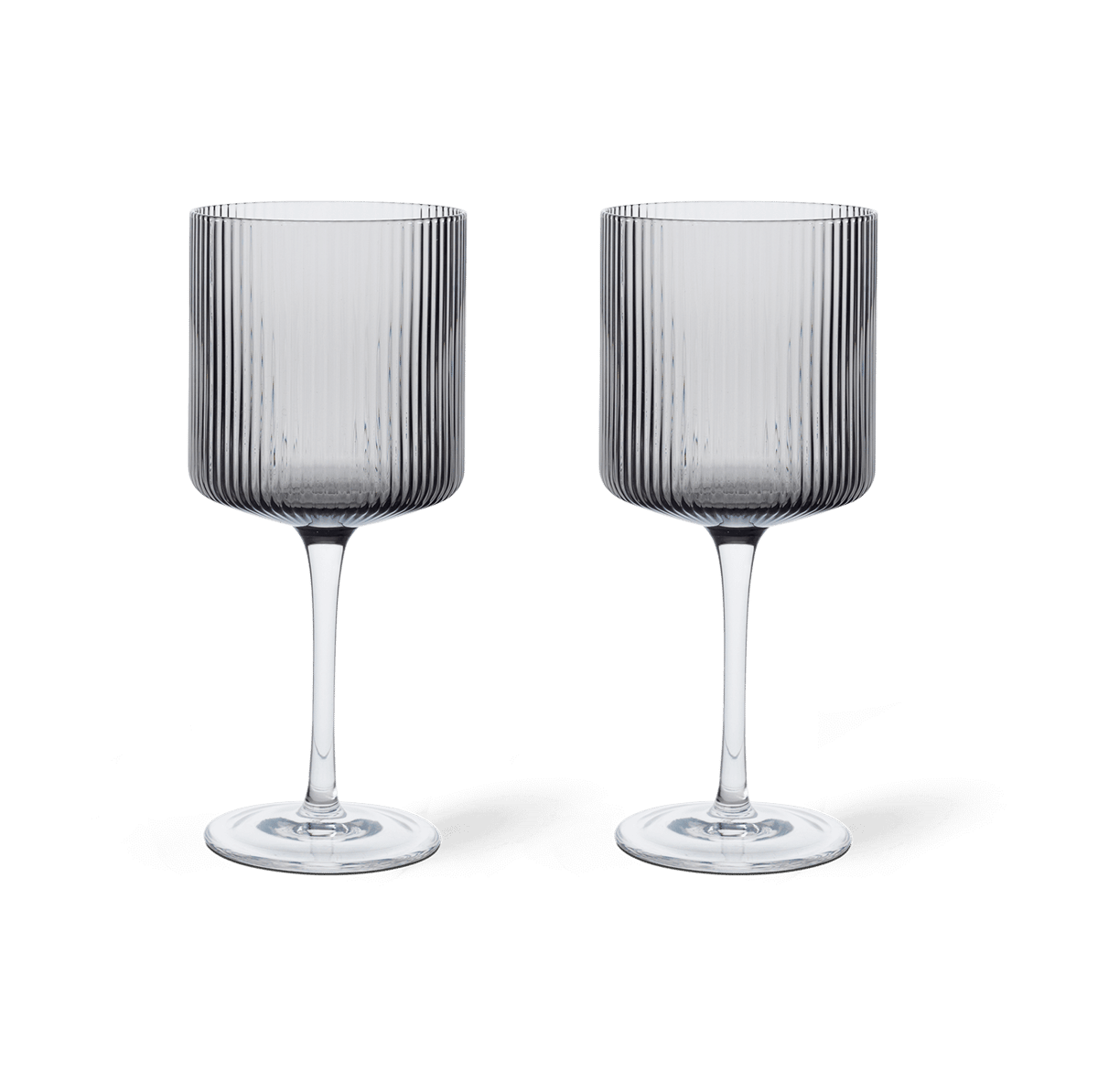 ferm LIVING Ripple rödvinsglas 32,5 cl 2-pack Smoked grey