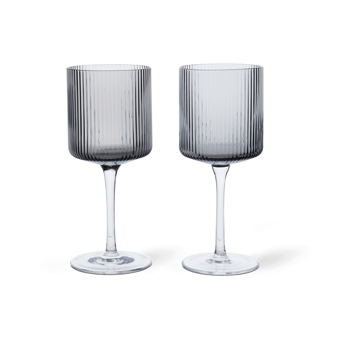 ferm LIVING Ripple vitvinsglas 26 cl 2-pack Smoked grey