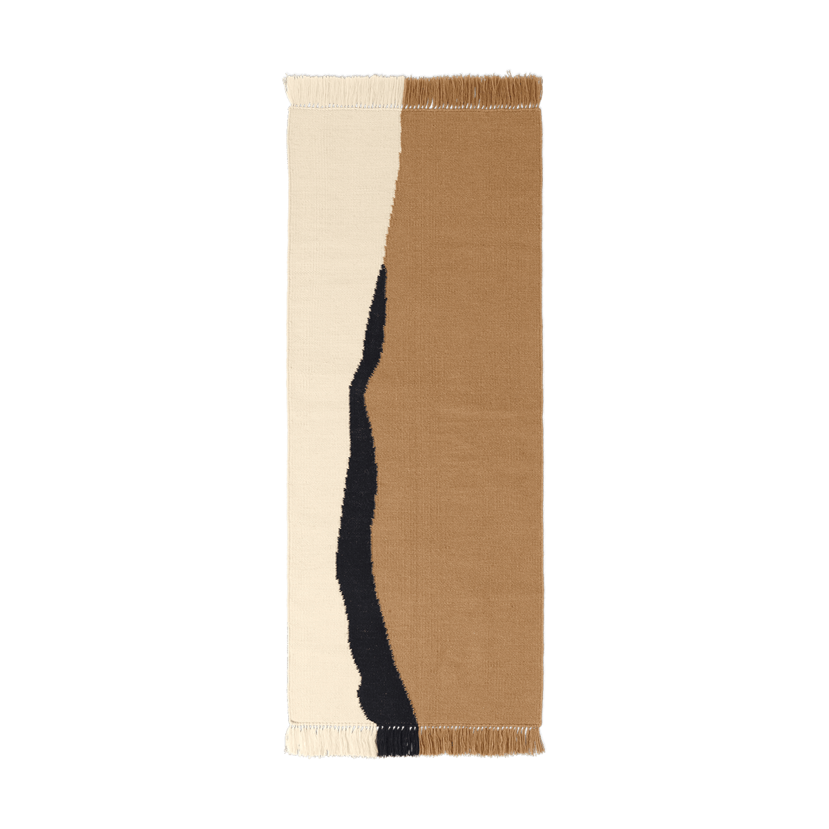 ferm LIVING Soil Kelim gångmatta Dark sand-off white, 70x180 cm