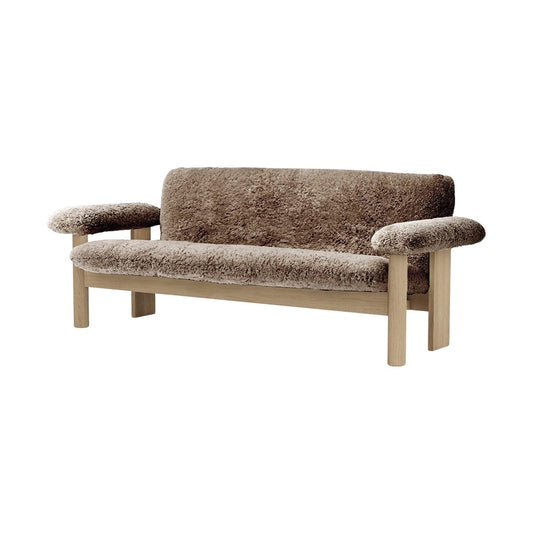 Audo Copenhagen Brasilia soffa 2-sits Natural oak-Sahara sheepskin curly