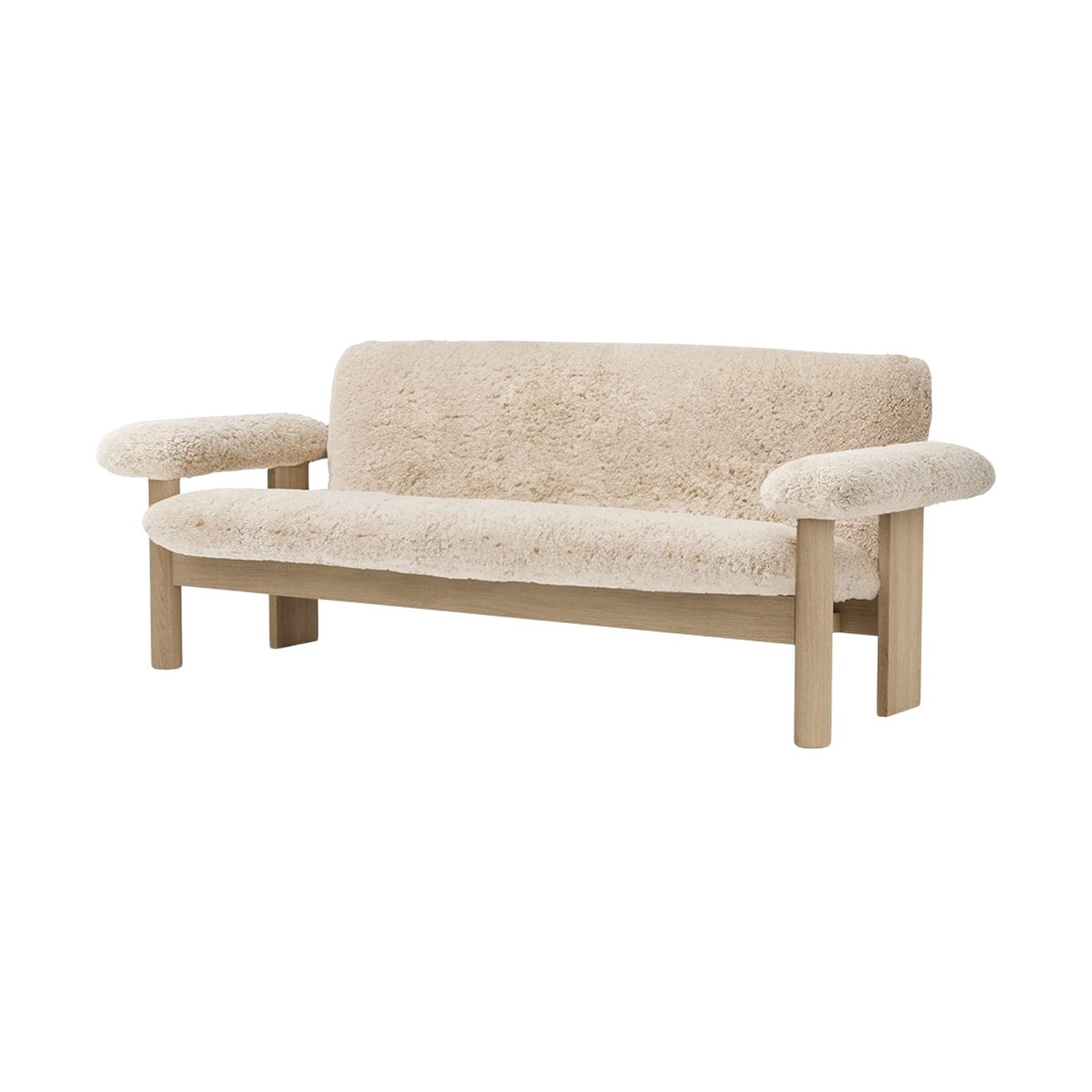 Audo Copenhagen Brasilia soffa 2-sits Natural oak-Nature sheepskin curly