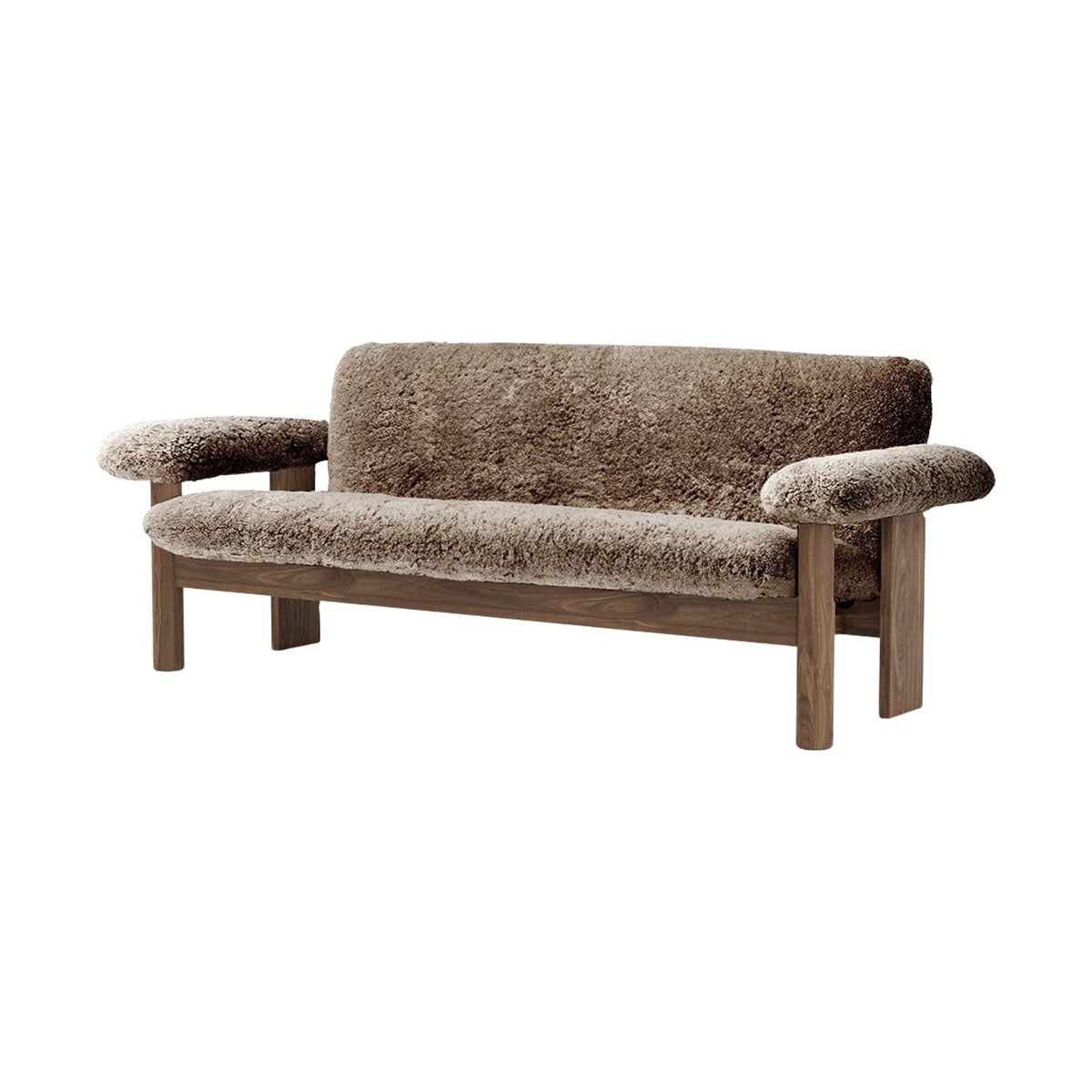 Audo Copenhagen Brasilia soffa 2-sits Walnut-Sahara sheepskin curly