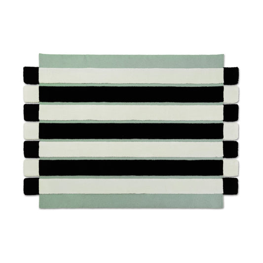 Ogeborg ODC Segment Rug Collection Stripe Chess matta Mint-white-black, 154x200 cm