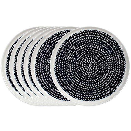 Marimekko Räsymatto tallrik 20 cm 6-pack svart små prickar svart-vit (små prickar)