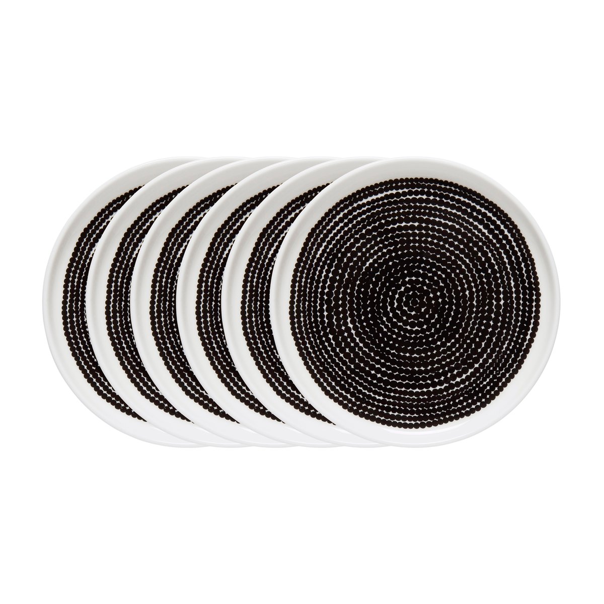 Marimekko Räsymatto tallrik Ø 25 cm - 6 pack små prickar svart-vit (små prickar)