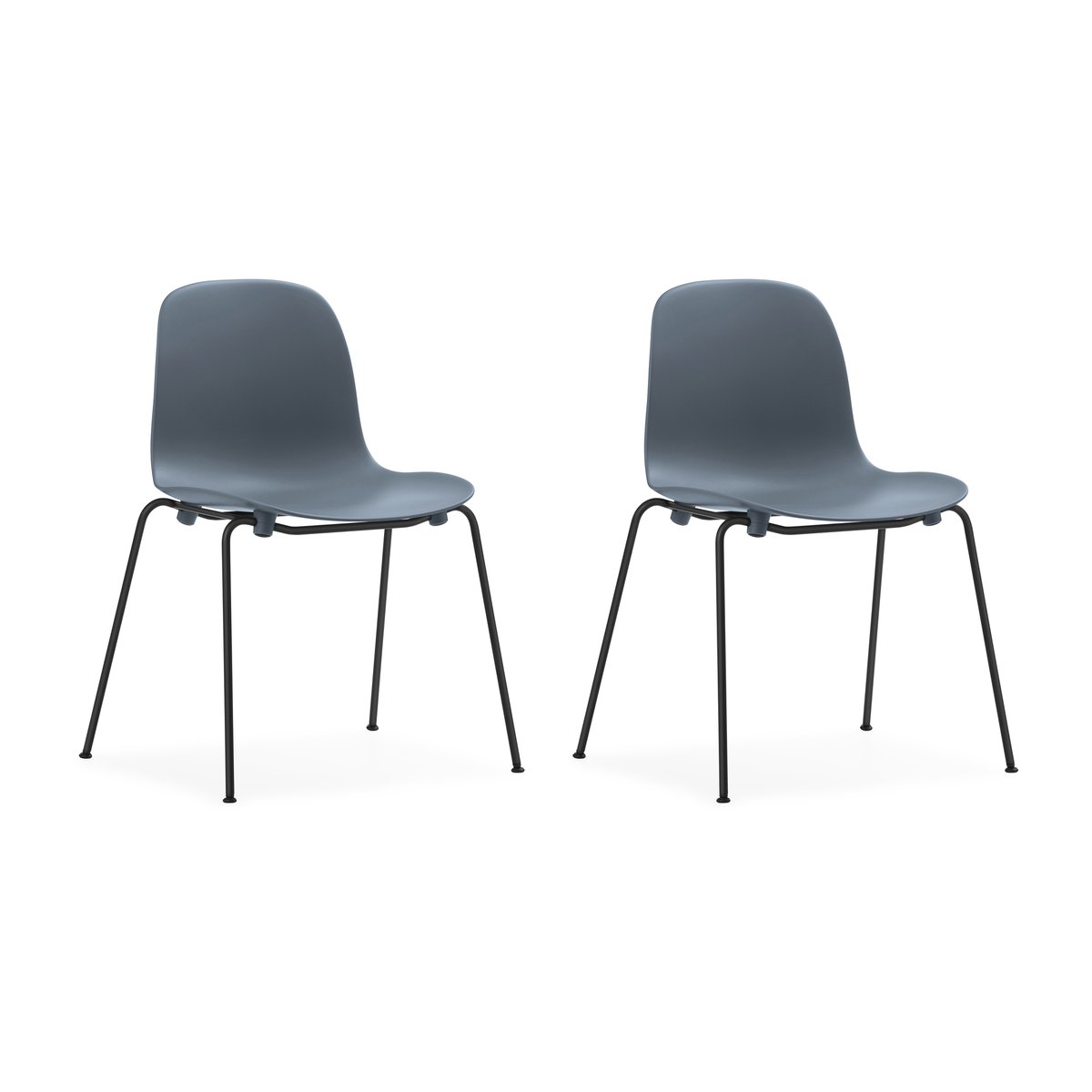 Normann Copenhagen Form Chair staplingsbar stol svarta ben 2-pack, Blå Blå