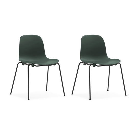 Normann Copenhagen Form Chair staplingsbar stol svarta ben 2-pack, Grön Grön