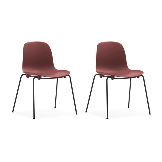 Normann Copenhagen Form Chair staplingsbar stol svarta ben 2-pack, Röd Röd