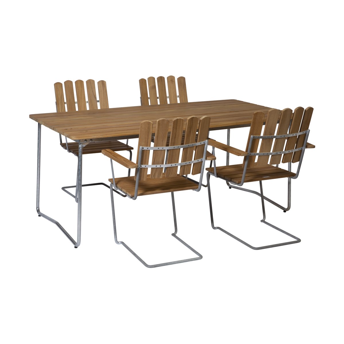 Grythyttan Stålmöbler Grythyttan Essgruppe Teak B31 170cm + 4 Stück A2