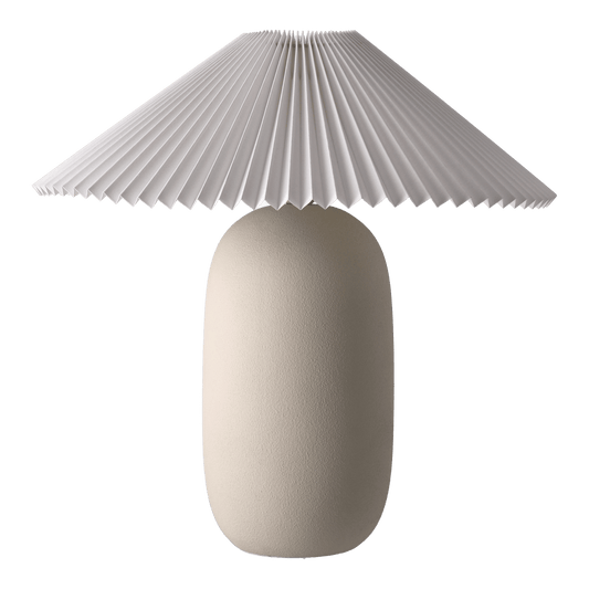 Scandi Living Boulder Tischleuchte 48 cm beige-pleated white Lampenfuß