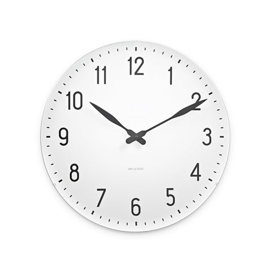 Arne Jacobsen Clocks AJ Station Wanduhr Weiß, ø48cm