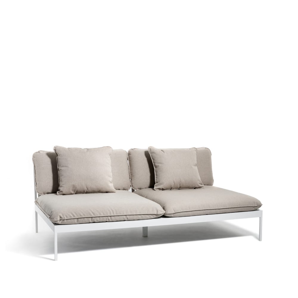 Skargaarden Bönan Modulsofa Sunbrella Ashe light grey, 2-Sitzer, hellgraue Aluminiumrahmen