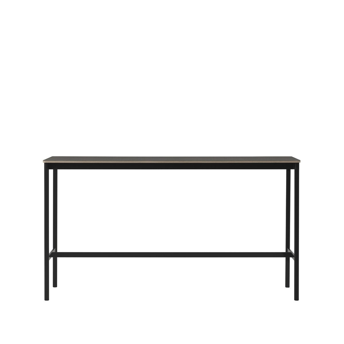 Muuto Base High Bartisch Black linoleum, Schwarzes Gestell, plywoodkant, b50 l190 h105