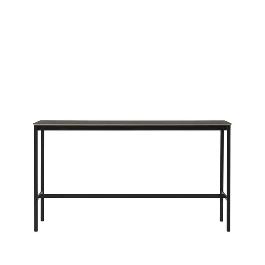 Muuto Base High Bartisch Black linoleum, Schwarzes Gestell, plywoodkant, b50 l190 h105