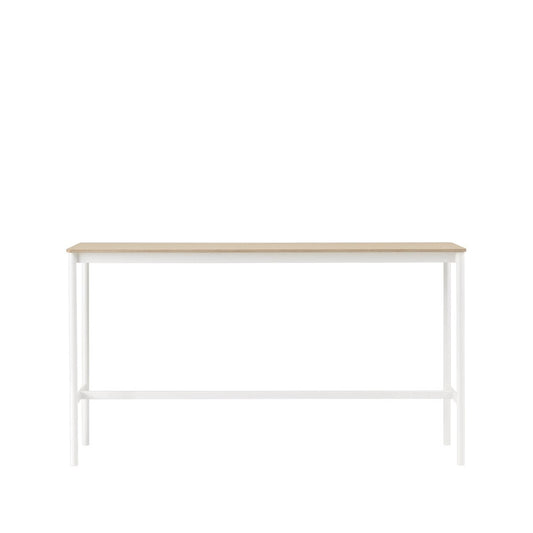 Muuto Base High Bartisch Oak, Weißes Gestell, plywoodkant, b50 l190 h105