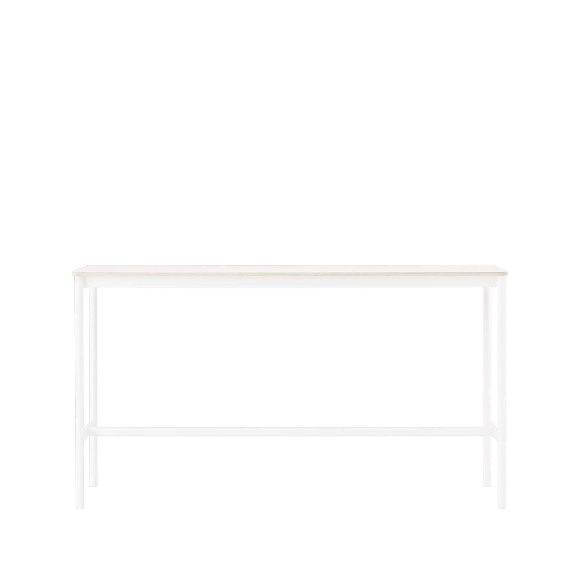 Muuto Base High Bartisch White laminate, Weißes Gestell, plywoodkant, b50 l190 h105