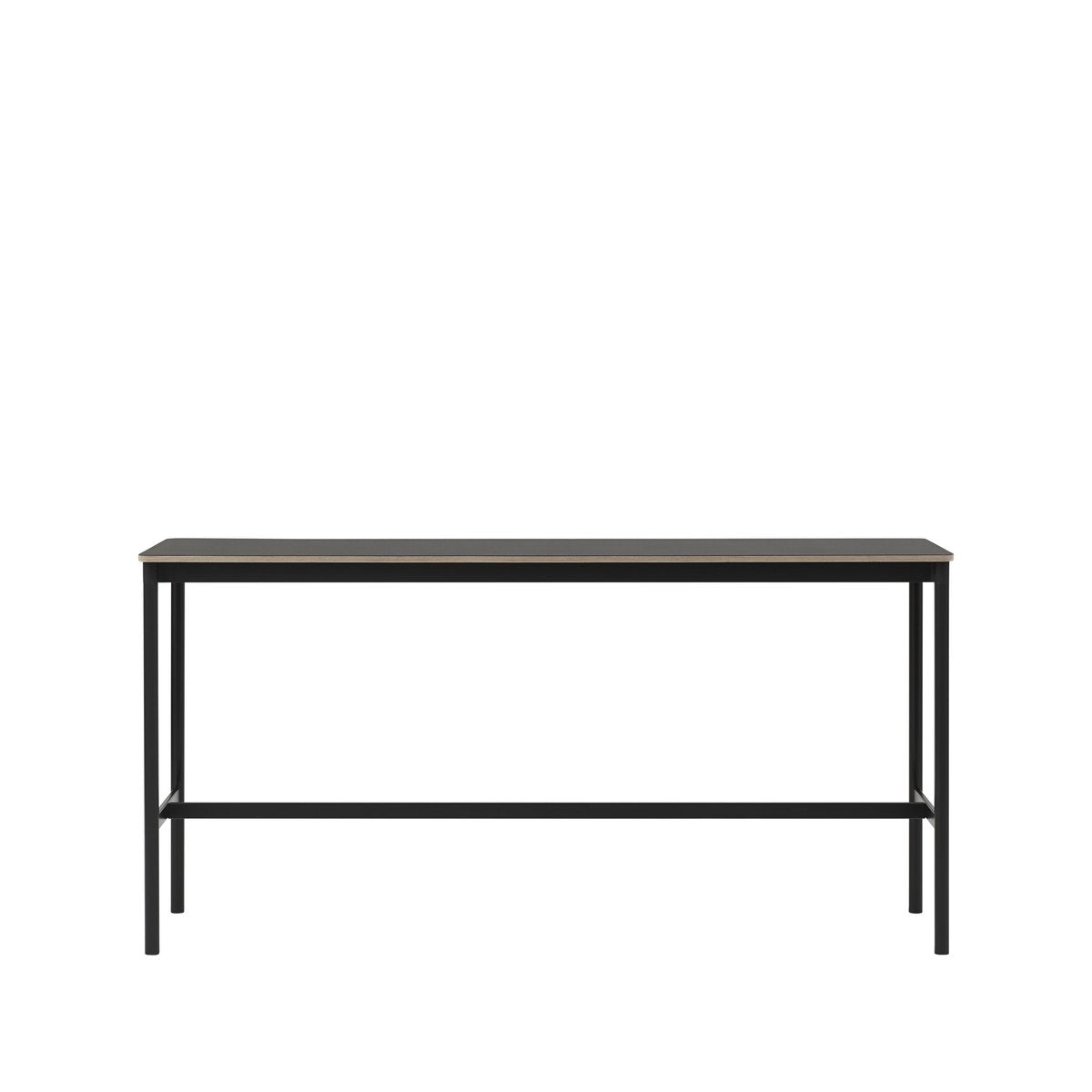 Muuto Base High Bartisch Black linoleum, Schwarzes Gestell, plywoodkant, b50 l190 h95