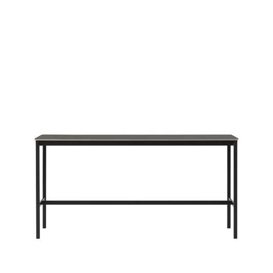 Muuto Base High Bartisch Black linoleum, Schwarzes Gestell, plywoodkant, b50 l190 h95