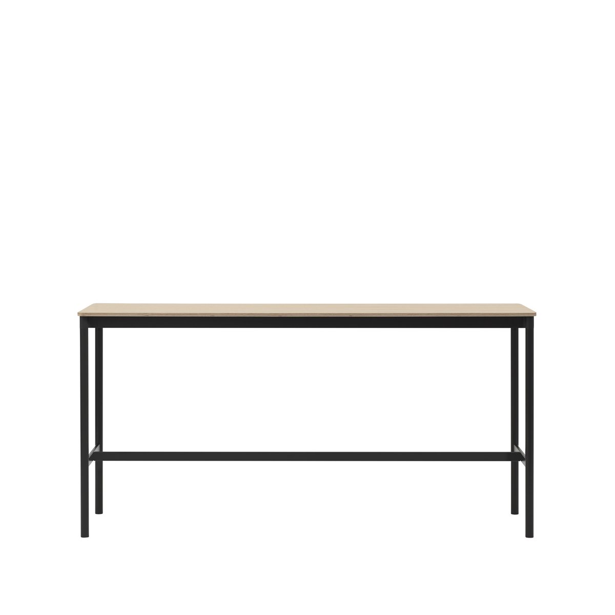 Muuto Base High Bartisch Oak, Schwarzes Gestell, plywoodkant, b50 l190 h95