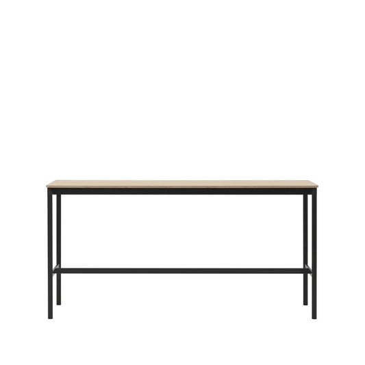 Muuto Base High Bartisch Oak, Schwarzes Gestell, plywoodkant, b50 l190 h95