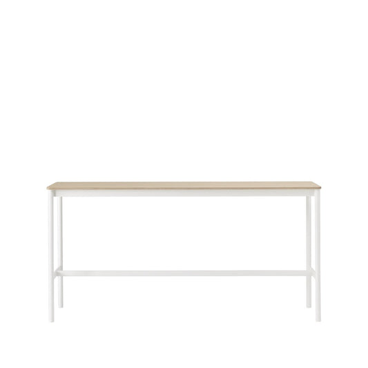 Muuto Base High Bartisch Oak, Weißes Gestell, plywoodkant, b50 l190 h95