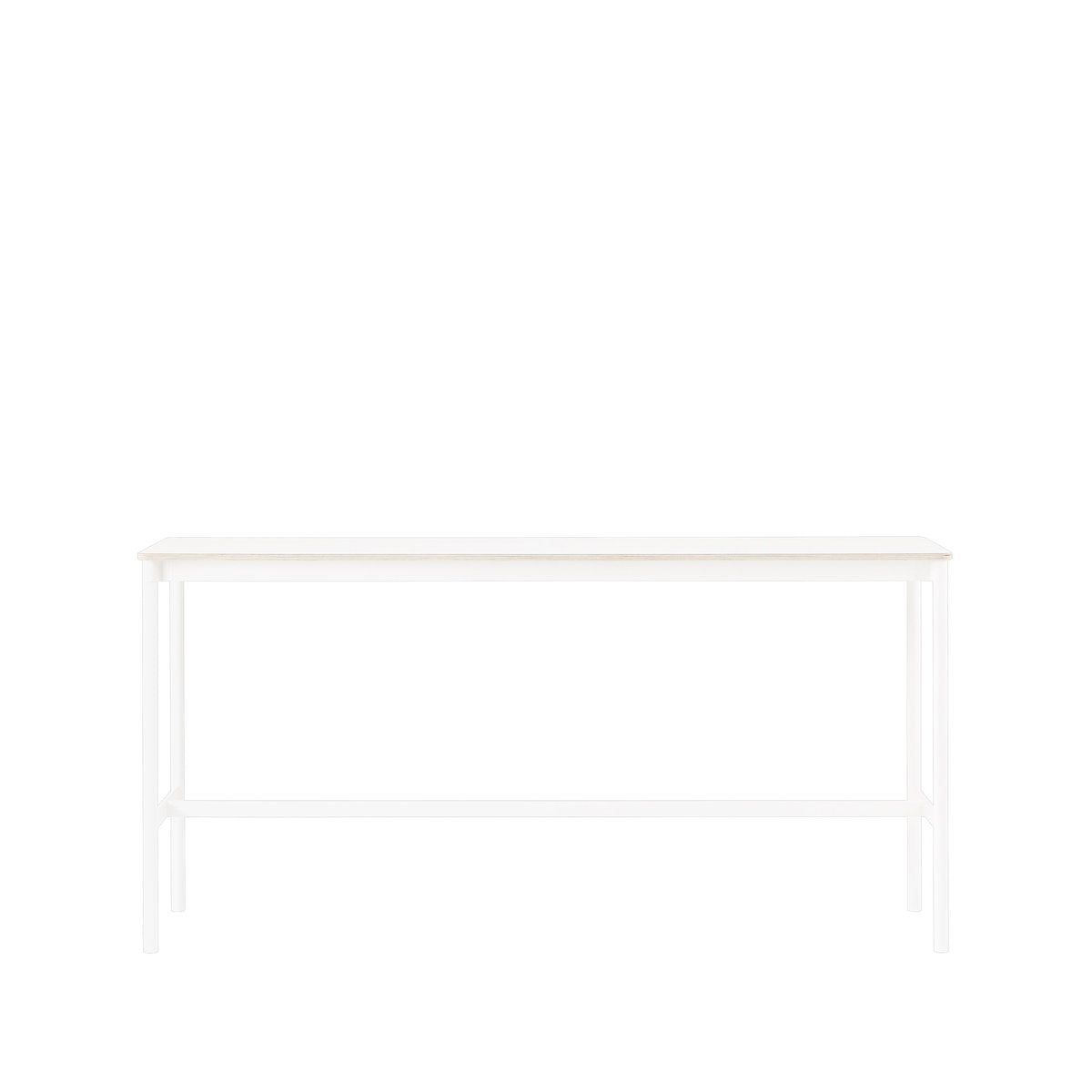 Muuto Base High Bartisch White laminate, Weißes Gestell, plywoodkant, b50 l190 h95