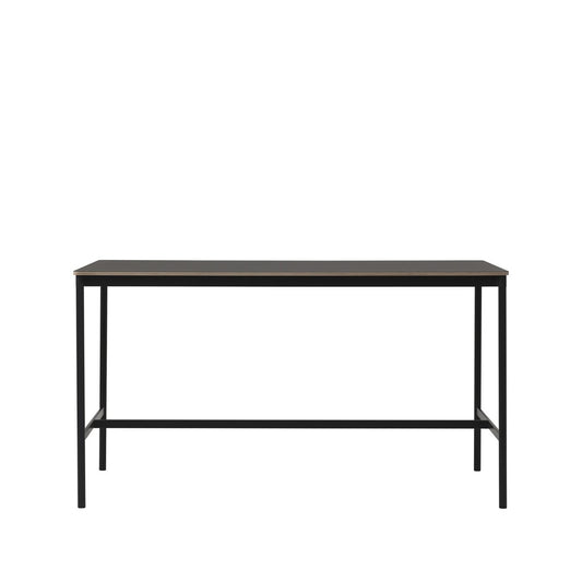 Muuto Base High Bartisch Black linoleum, Schwarzes Gestell, plywoodkant, b85 l190 h105