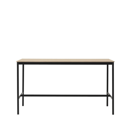 Muuto Base High Bartisch Oak, Schwarzes Gestell, plywoodkant, b85 l190 h105