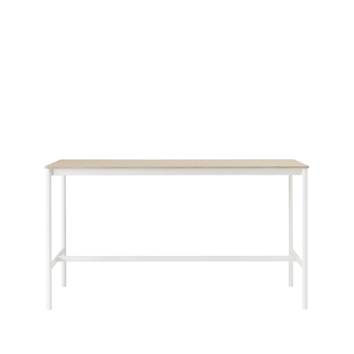 Muuto Base High Bartisch Oak, Weißes Gestell, plywoodkant, b85 l190 h105