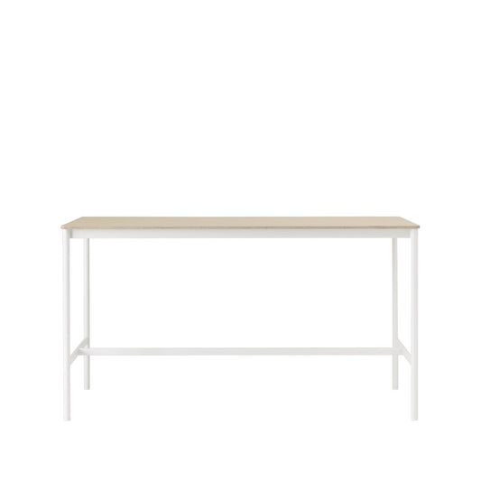 Muuto Base High Bartisch Oak, Weißes Gestell, plywoodkant, b85 l190 h105