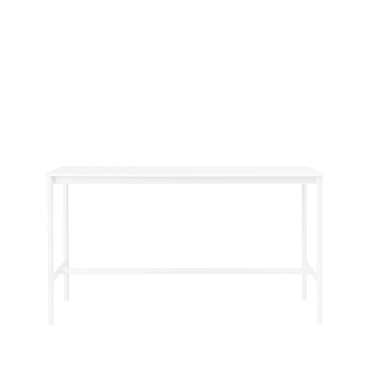 Muuto Base High Bartisch White laminate, Weißes Gestell, abskant, b85 l190 h105