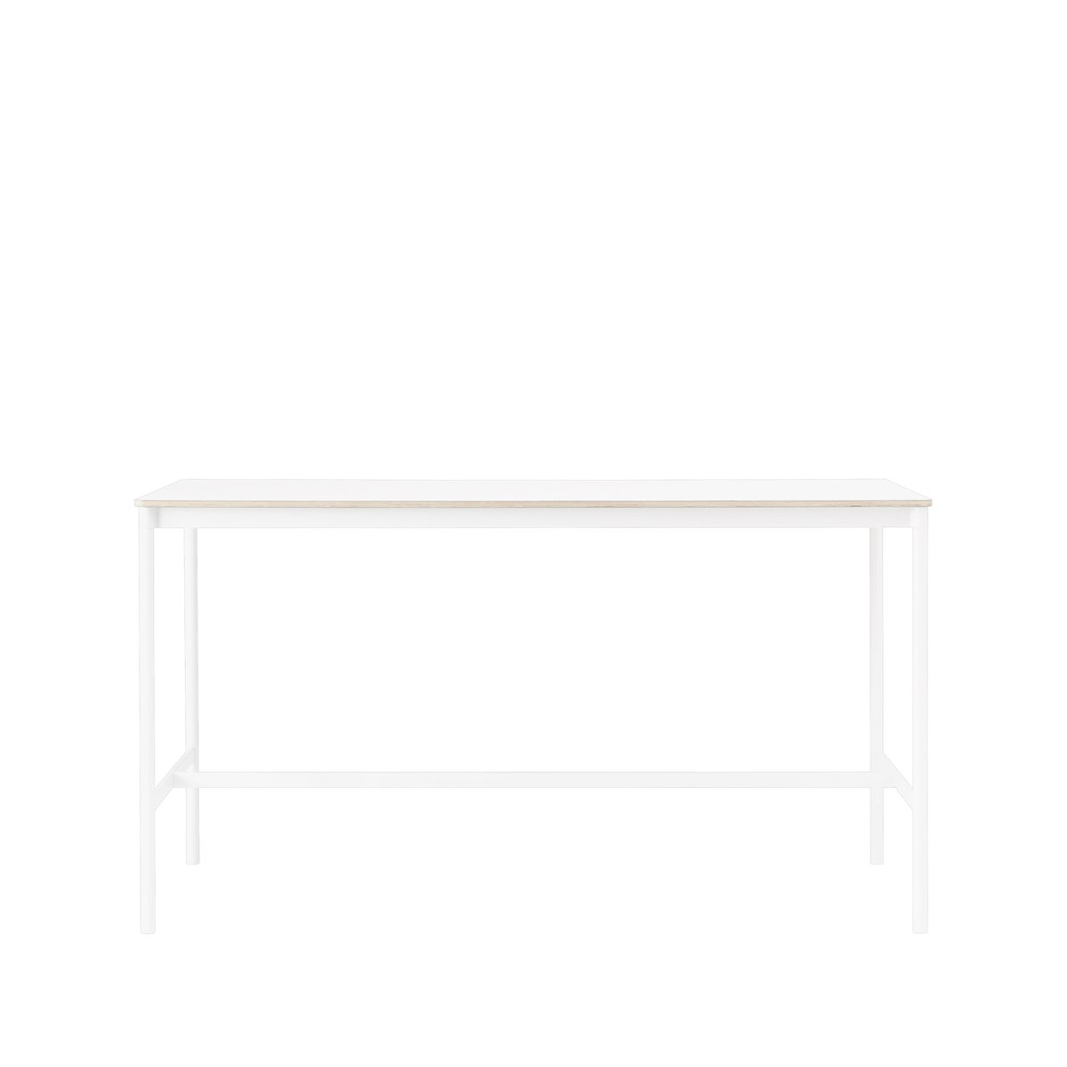 Muuto Base High Bartisch White laminate, Weißes Gestell, plywoodkant, b85 l190 h105