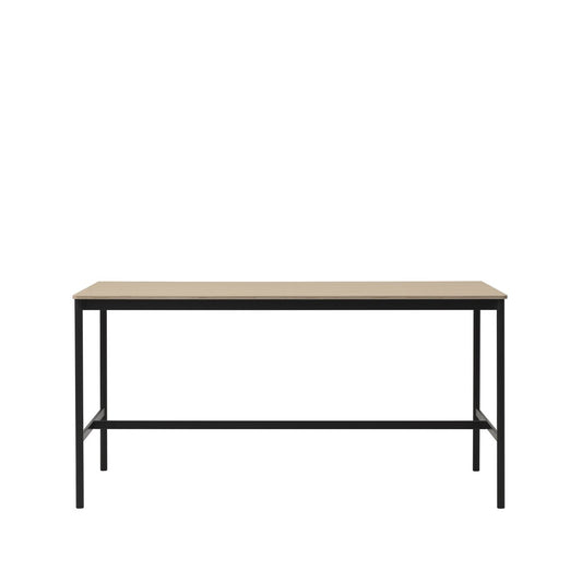 Muuto Base High Bartisch Oak, Schwarzes Gestell, plywoodkant, b85 l190 h95