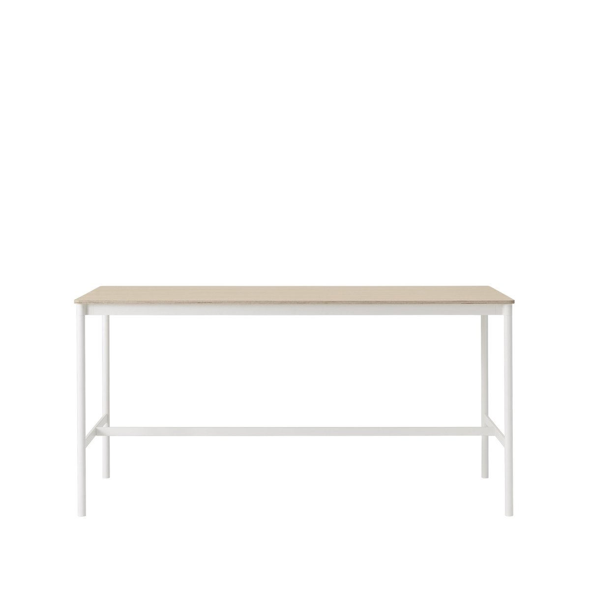 Muuto Base High Bartisch Oak, Weißes Gestell, plywoodkant, b85 l190 h95