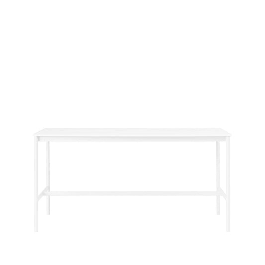 Muuto Base High Bartisch White laminate, Weißes Gestell, abskant, b85 l190 h95