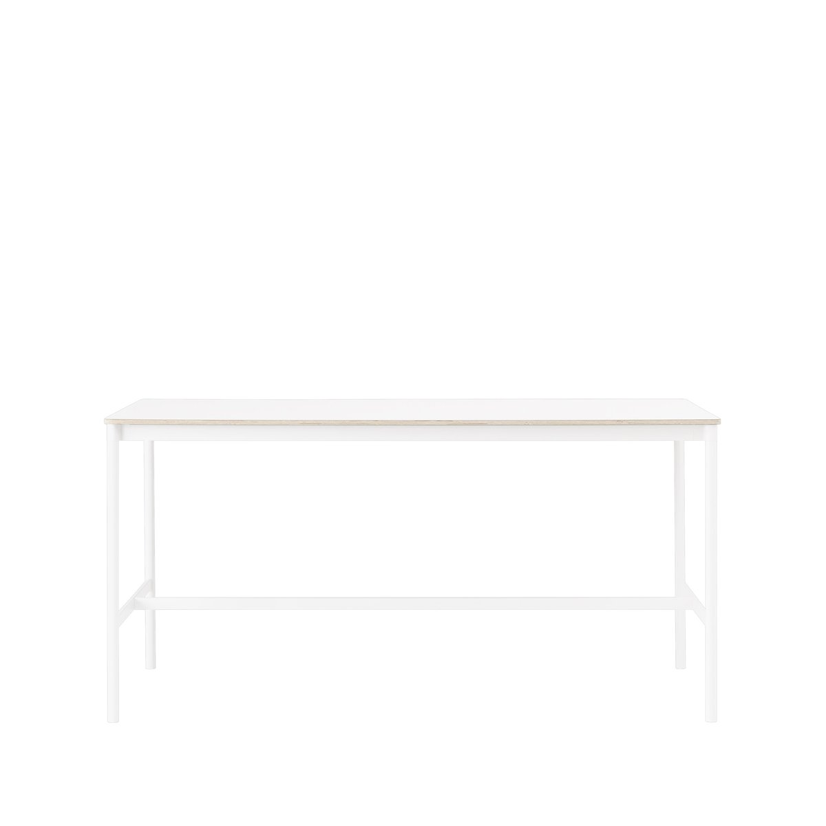 Muuto Base High Bartisch White laminate, Weißes Gestell, plywoodkant, b85 l190 h95