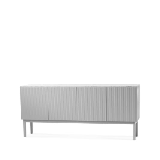 A2 Beam Sideboard Hellgrau, Gestell hellgrau, Platte aus Carrara-Marmor