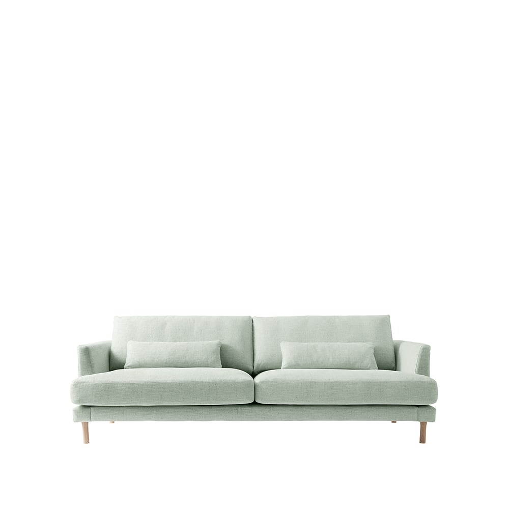 1898 Bredhult Sofa 3-Sitzer Stoff bern 0345 green, Eichenholzbeine weiß geölt